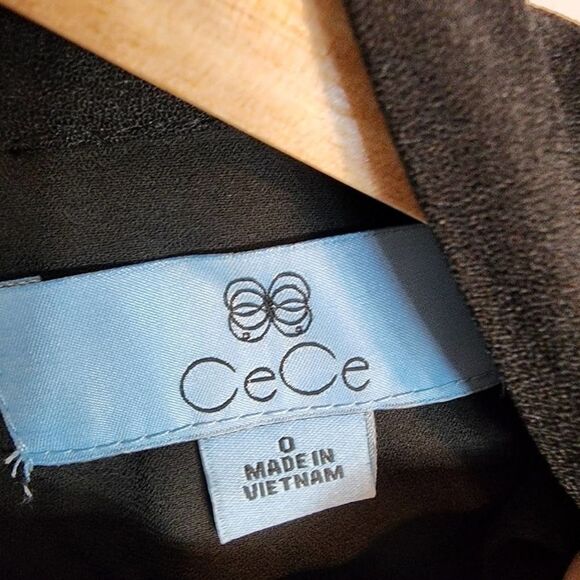 NWT Womens CeCe Bow Neck Short Sleeve Ruffle Hemline Black LBD Dress Size 0 - Picture 8 of 12